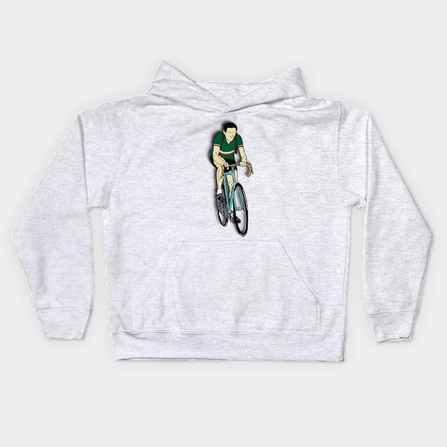 Cycling Legends: Fausto Coppi (Maglia tricolore) Kids Hoodie by p3p3ncil